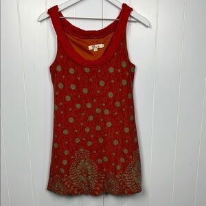 Axyeh Womens Dress S Red/Gray Mini Knit Collar Polka Dots Lined 90% Acrylic EUC
